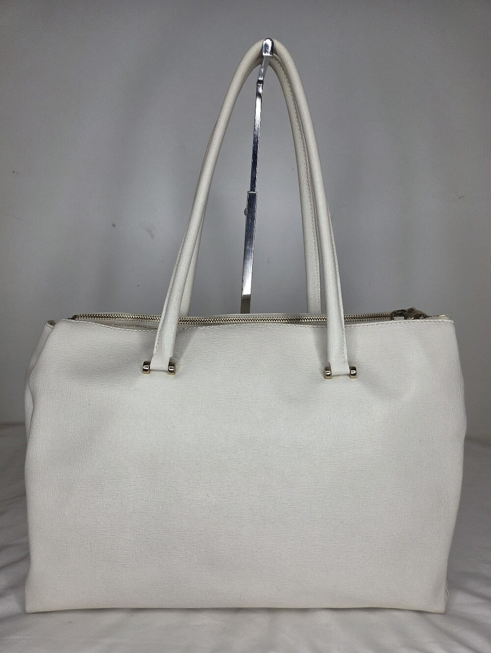 Furla Ivory Top-Handle Tote with Gold Accents - Picture 2 of 14